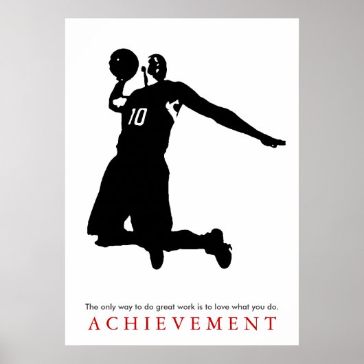 Black White Achievement Motivatie Basketball Poster (Voorkant)