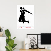 Black White Achievement Motivatie Basketball Poster (Thuiskantoor)