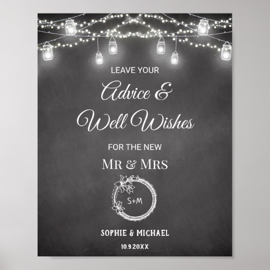 Black White Advice Well Wishes Sign Poster (Voorkant)