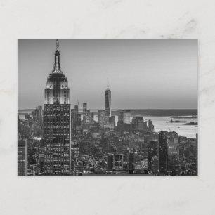 Black & White Aerial Uitzicht New York City Night Briefkaart