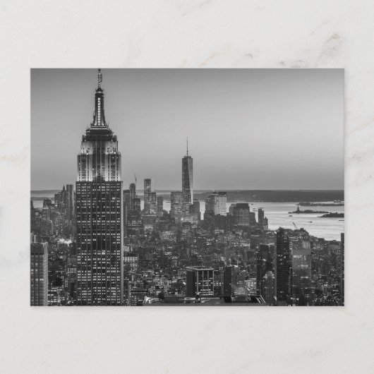 Black & White Aerial Uitzicht New York City Night Briefkaart (Voorkant)