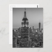 Black & White Aerial Uitzicht New York City Night Briefkaart (Voorkant / Achterkant)