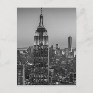 Black & White Aerial Uitzicht New York City Night Briefkaart