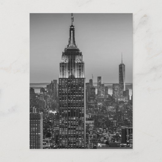 Black & White Aerial Uitzicht New York City Night Briefkaart (Voorkant)