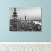 Black & White Aerial Uitzicht New York City Night Canvas Afdruk (Insitu (Houten vloer))