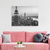 Black & White Aerial Uitzicht New York City Night Canvas Afdruk (Insitu (Woonkamer))