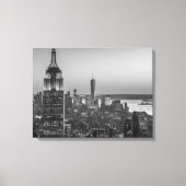 Black & White Aerial Uitzicht New York City Night Canvas Afdruk (Voorkant)