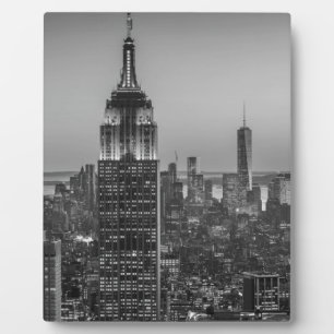 Black & White Aerial Uitzicht New York City Night Fotoplaat