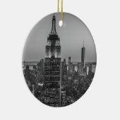 Black & White Aerial Uitzicht New York City Night Keramisch Ornament (Rechts)