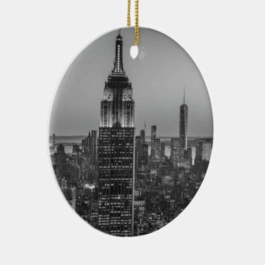 Black & White Aerial Uitzicht New York City Night Keramisch Ornament (Rechts)