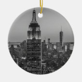 Black & White Aerial Uitzicht New York City Night Keramisch Ornament (Voorkant)