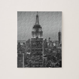 Black & White Aerial Uitzicht New York City Night Legpuzzel
