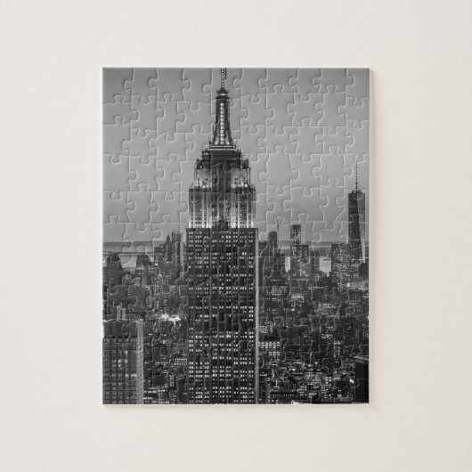 Black & White Aerial Uitzicht New York City Night Legpuzzel (Verticaal)
