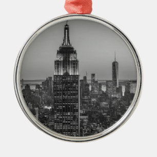 Black & White Aerial Uitzicht New York City Night Metalen Ornament