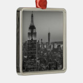 Black & White Aerial Uitzicht New York City Night Metalen Ornament (Rechts)