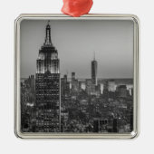 Black & White Aerial Uitzicht New York City Night Metalen Ornament (Voorkant)