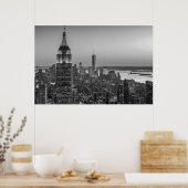 Black & White Aerial Uitzicht New York City Night Poster (Keuken)