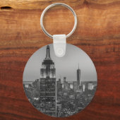 Black & White Aerial Uitzicht New York City Night Sleutelhanger (Voorkant)