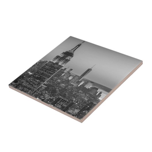 Black & White Aerial Uitzicht New York City Night Tegeltje (Zijkant)