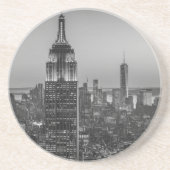 Black & White Aerial Uitzicht New York City Night Zandsteen Onderzetter (Voorkant)