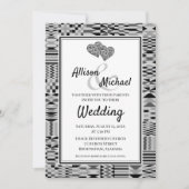 Black White African Kente K46 Wedding Invitation Kaart (Voorkant)