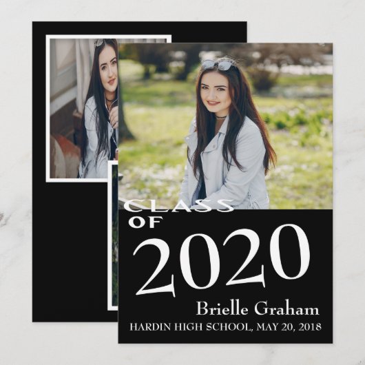 Black & White Afstuderen aangekondigd Aankondiging (Voorkant / Achterkant)