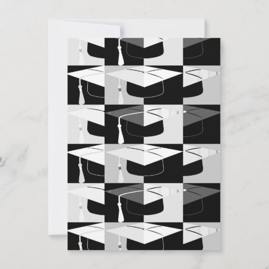 Black & White Afstuderen Petten Uitnodiging (Achterkant)