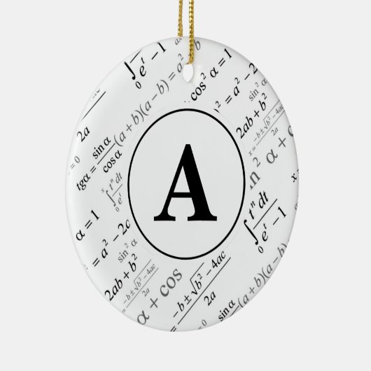 Black White Algebra Wiskunde Monogram Initiaal Keramisch Ornament (Rechts)