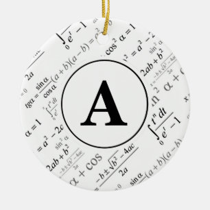 Black White Algebra Wiskunde Monogram Initiaal Keramisch Ornament