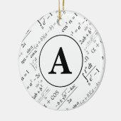 Black White Algebra Wiskunde Monogram Initiaal Keramisch Ornament (Links)
