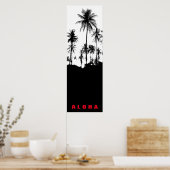 Black White Aloha Hawaii Palm Trepics Travel Poster (Keuken)