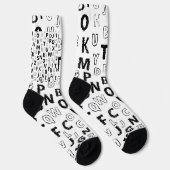 Black & White Alphabet Pattern Crew Socks Sokken (Rechts)