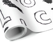 Black & White Alphabet Pattern Wrapping Paper Cadeaupapier (Rol Hoek)