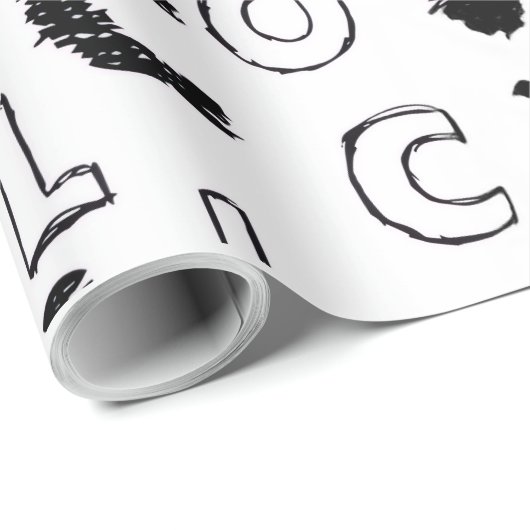 Black & White Alphabet Pattern Wrapping Paper Cadeaupapier (Rol Hoek)