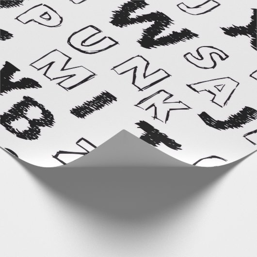 Black & White Alphabet Pattern Wrapping Paper Cadeaupapier (Hoek)