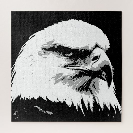 Black White American Bald Eagle Pop Art Legpuzzel (Verticaal)