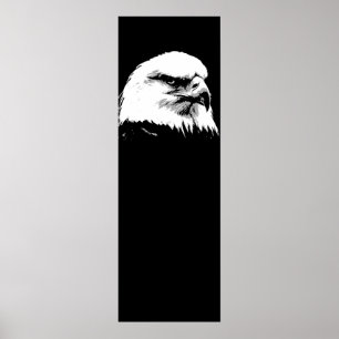 Black White American Bald Eagle Pop Art Poster