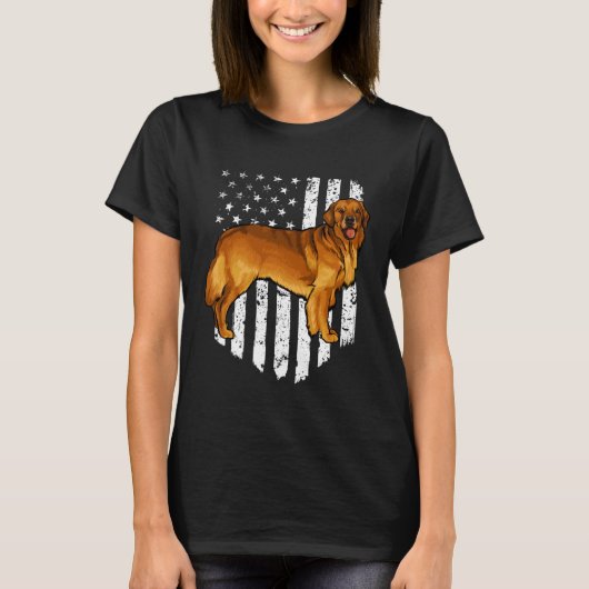 Black White American Flag Golden Retriever 4th Of  T-shirt (Voorkant)
