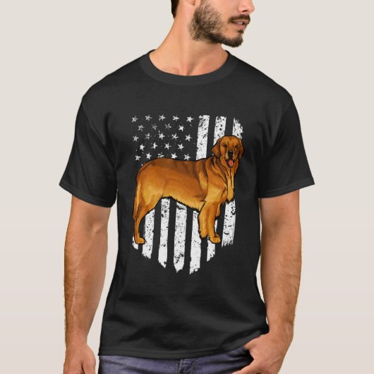 Black White American Flag Golden Retriever 4th Of  T-shirt (Voorkant)