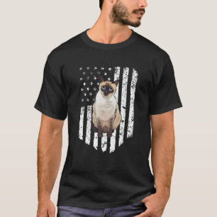 Black White American Flag Siamese 4 juli kat T-shirt