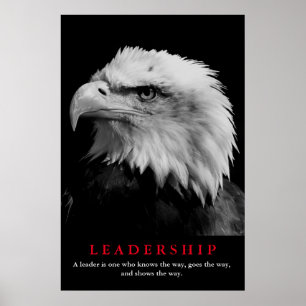 Black White Amerikaanse Eagle Leiderschap Motivati Poster
