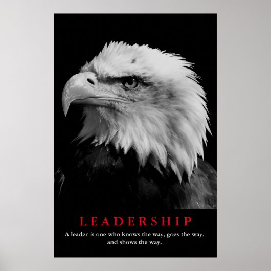 Black White Amerikaanse Eagle Leiderschap Motivati Poster (Voorkant)