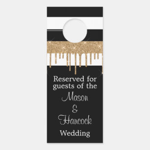 Black White and Gold Wedding Hotel Room Gereservee Deurhanger