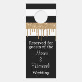 Black White and Gold Wedding Hotel Room Gereservee Deurhanger (Voorkant)