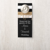 Black White and Gold Wedding Hotel Room Gereservee Deurhanger (Op knop)