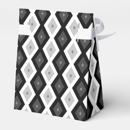 Black, white and grey diamond pattern bedankdoosjes (Achterkant)