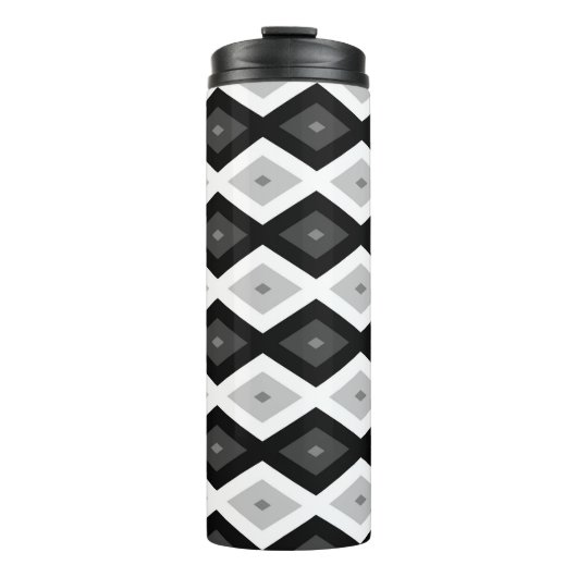 Black, white and grey diamond pattern thermosbeker (Voorkant)
