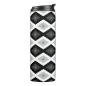 Black, white and grey diamond pattern thermosbeker (Gedraaid links)