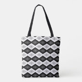 Black, white and grey diamond pattern tote bag (Achterkant)