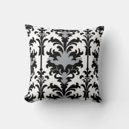 Black White and Grey Floral Damask style Kussen